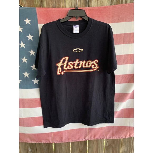 Vintage Y2K Black Houston Astros Chevy T-shirt Size L - Picture 2 of 12